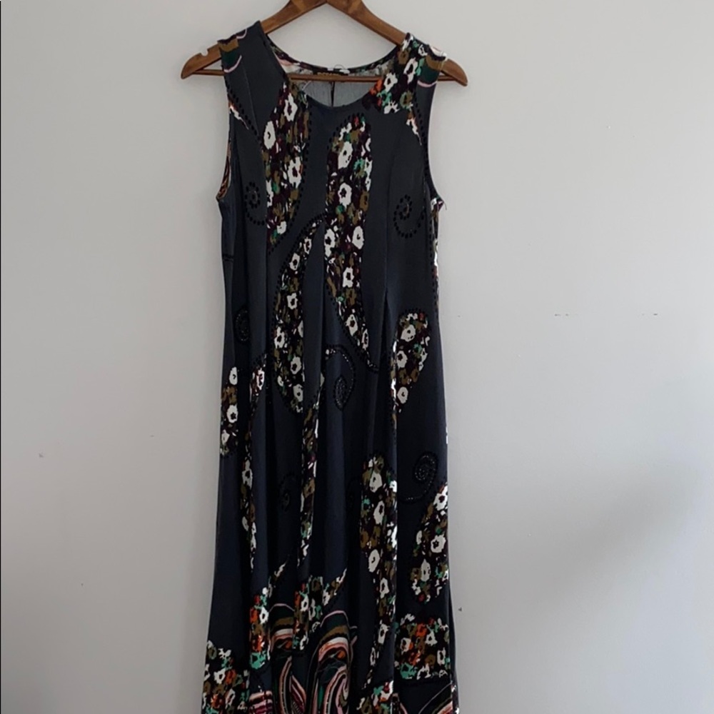 REBORN Watercolor Floral Sleeveless‎ Maxi Dress SZ S